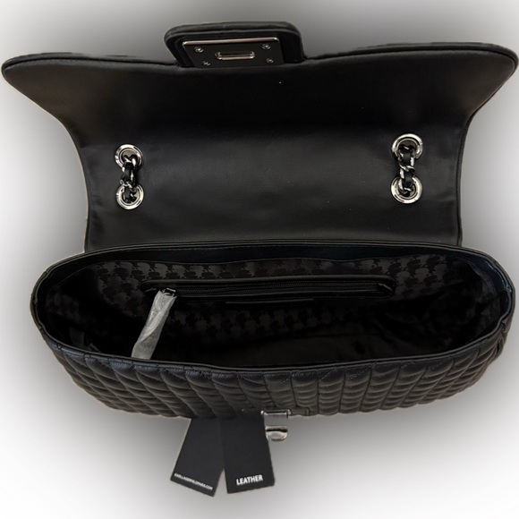Karl Lagerfeld Black Quilted Lamb Leather Shoulder Bag - Picture 16 of 16